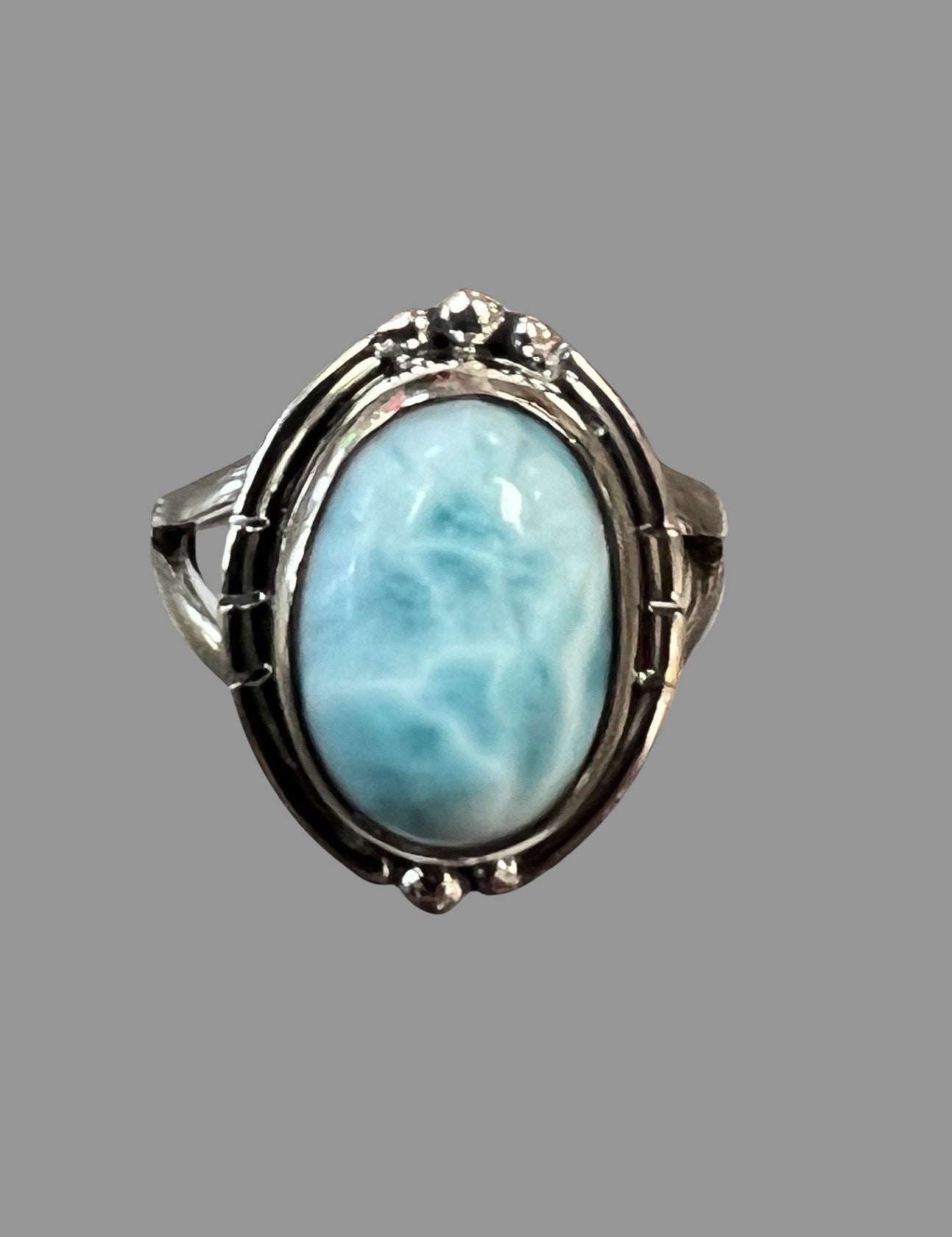 Larimar Sterling Silver Ring - Three Blessed Gems