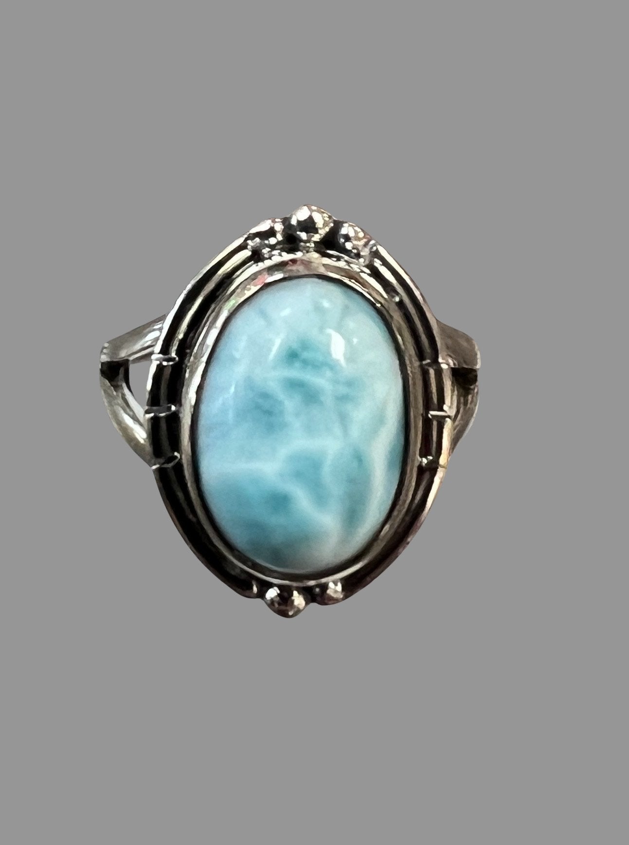 Larimar Sterling Silver Ring - Three Blessed Gems