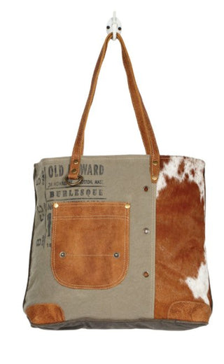 Leather Pocket Tote Bag - Three Blessed Gems