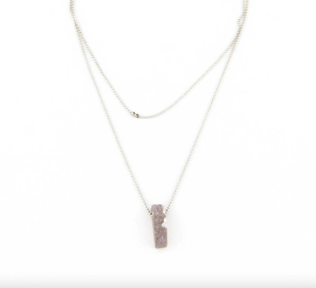 Long Raw Geode Stick Necklace - Three Blessed Gems