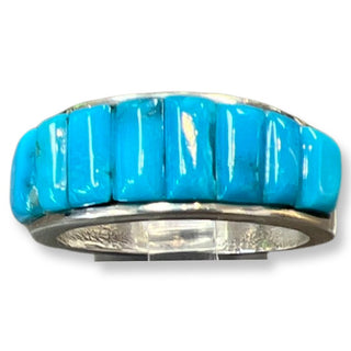 Mens Turquoise Band Ring - Three Blessed Gems