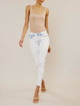 Mid Rise Acid Wash Skinny Jean
