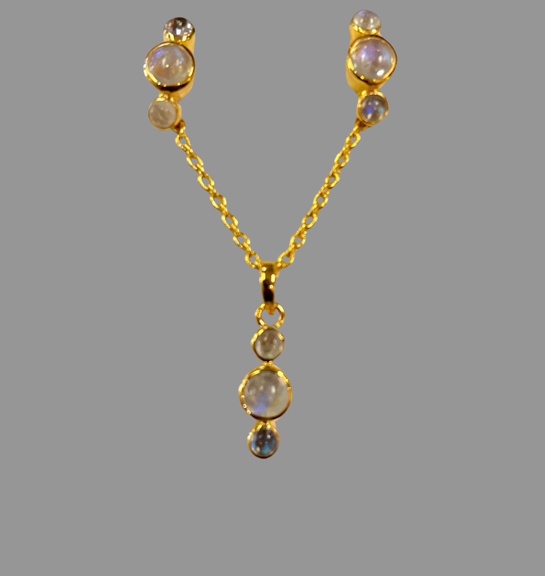 Moonstone Gold Fill Necklace Earring Set - Three Blessed Gems