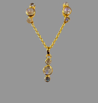 Moonstone Gold Fill Necklace Earring Set - Three Blessed Gems
