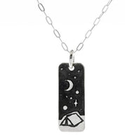 Night Outdoors Silver Necklace - Three Blessed Gems