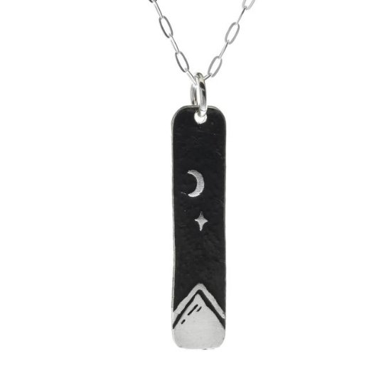 Skinny Vertical Bar Sterling Silver Necklace - Three Blessed Gems