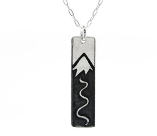 Skinny Vertical Bar Sterling Silver Necklace - Three Blessed Gems