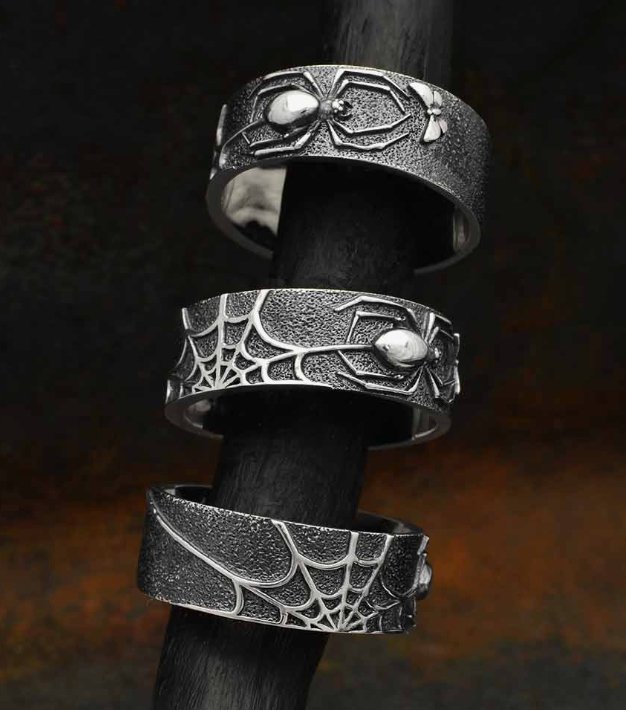 Spider Web Silver Ring - Three Blessed Gems