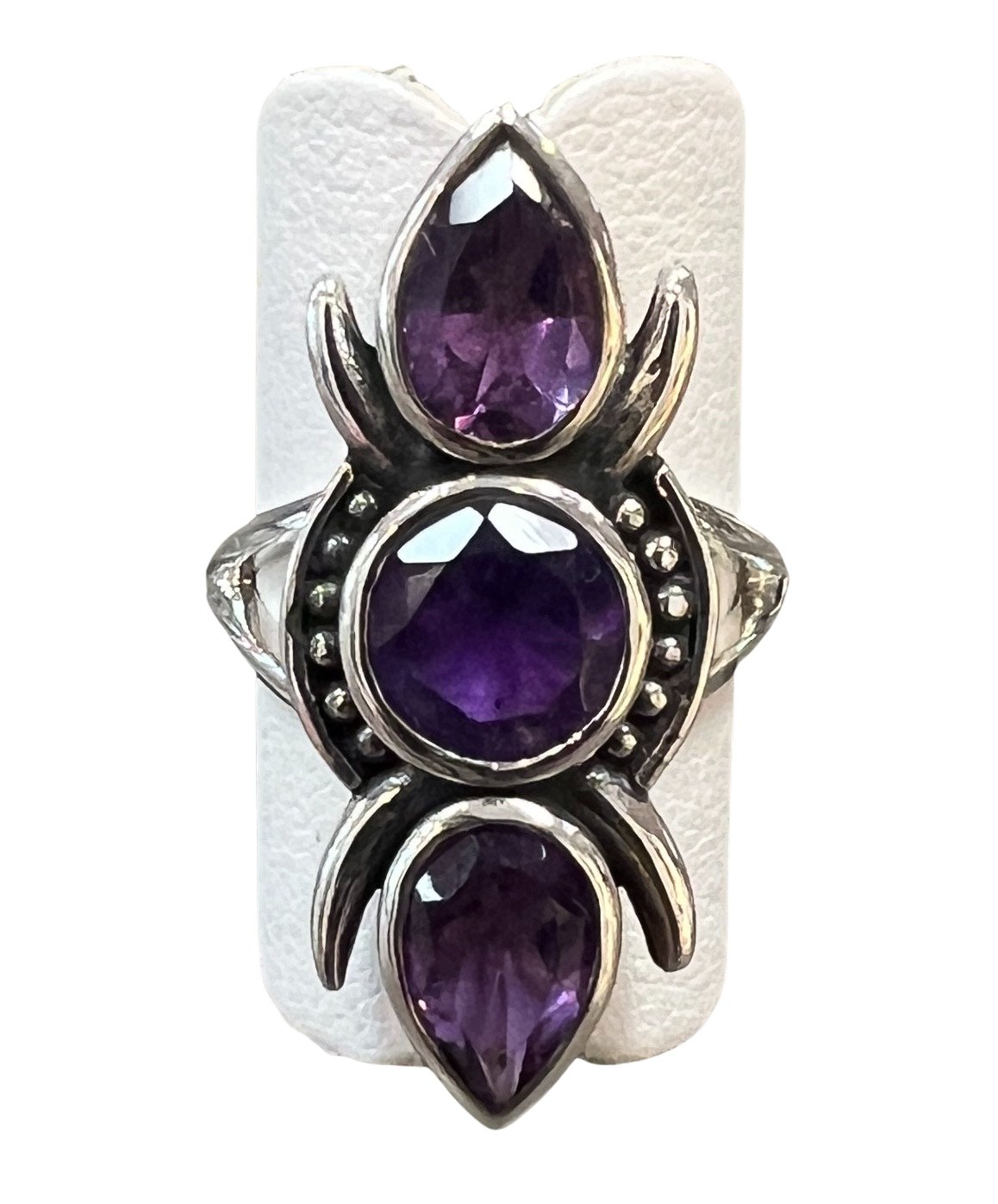 Sterling Silver Amethyst Ring - Three Blessed Gems