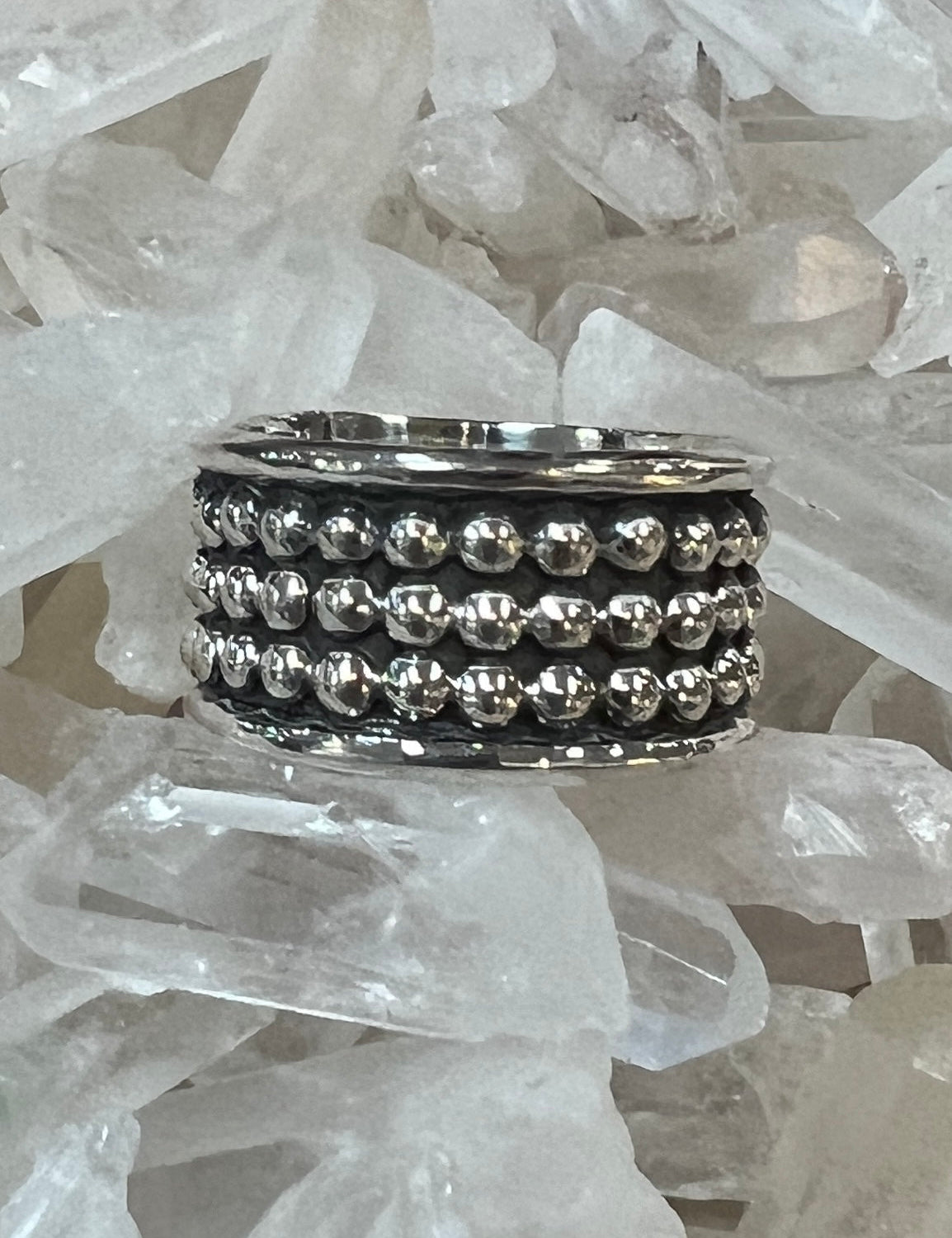 Sterling Silver Band Ring - Three Blessed Gems