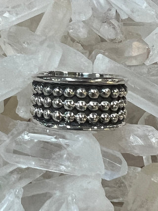 Sterling Silver Band Ring - Three Blessed Gems
