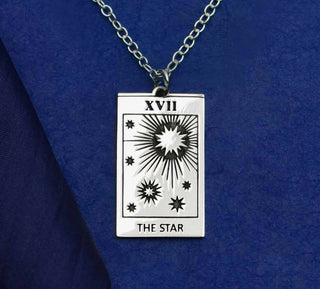 Sterling Silver Star Tarot Card Necklace - Three Blessed Gems