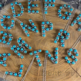 Sterling Silver Turquoise Initials Necklace