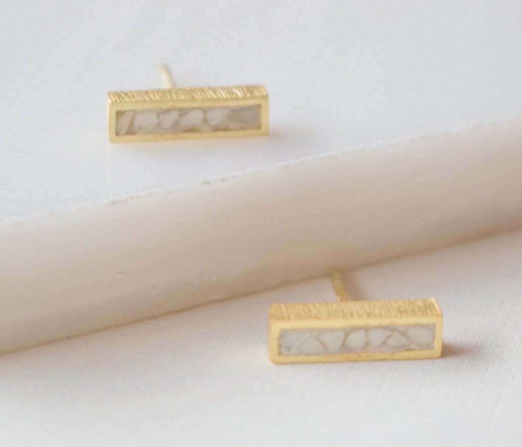Stevie Deco Diamond Gold Earrings - Three Blessed Gems