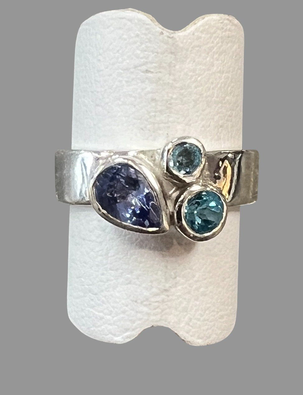 Tanzanite Blue Topaz Aqua Sterling Silver Ring - Three Blessed Gems