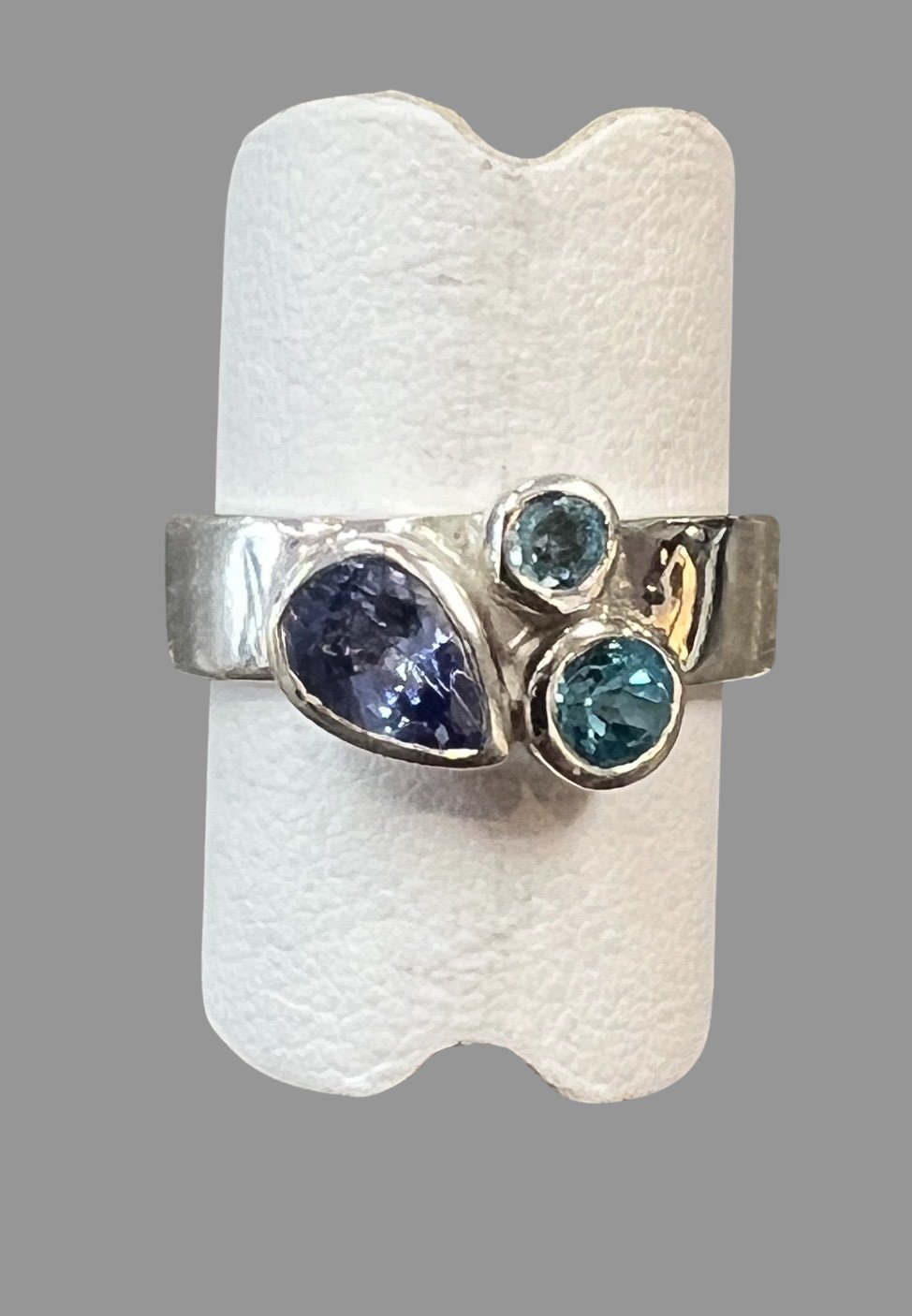 Tanzanite Blue Topaz Aqua Sterling Silver Ring - Three Blessed Gems