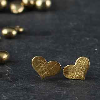 Tiny Flat Heart Post Earrings - Three Blessed Gems