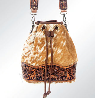 Tooled Leather & Cowhide Bag - Three Blessed Gems