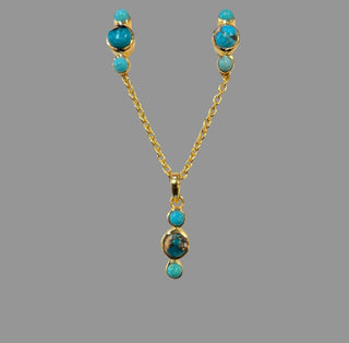 Turquoise Gold Fill Necklace Earring Set - Three Blessed Gems