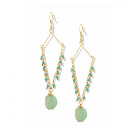 Voguish Green Agate Earring - Three Blessed Gems