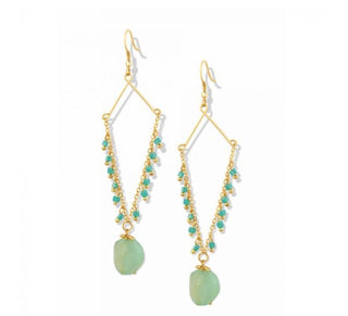 Voguish Green Agate Earring - Three Blessed Gems
