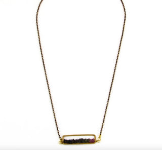 Watermelon Tourmaline Rectangle Necklace - Three Blessed Gems