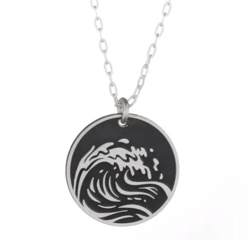 Wind Wave Round Necklace - Three Blessed Gems