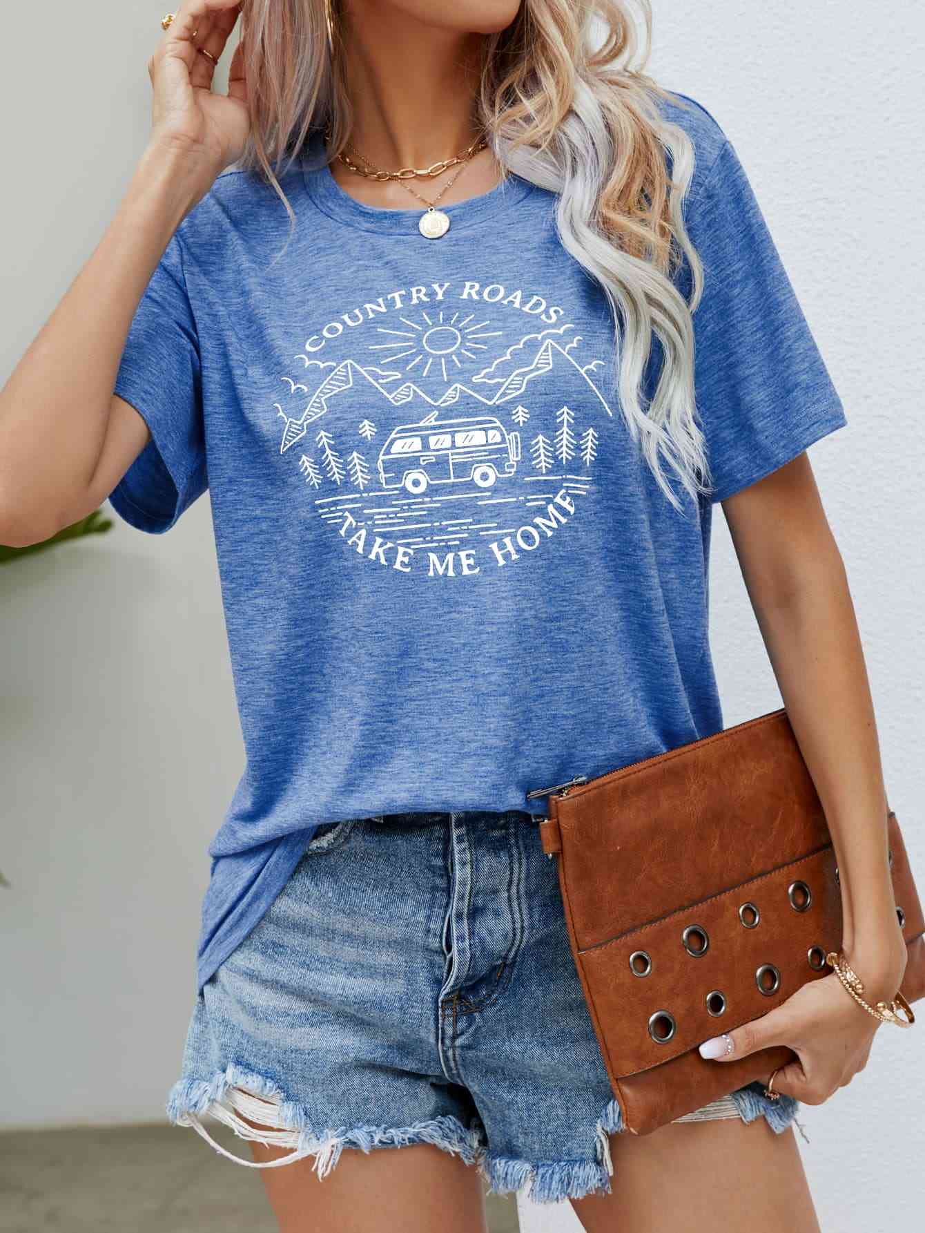 COUNTRY ROADS TAKE ME HOME Graphic Tee - Premium Shirt from Trendsi - Just $28! Shop now at Three Blessed Gems