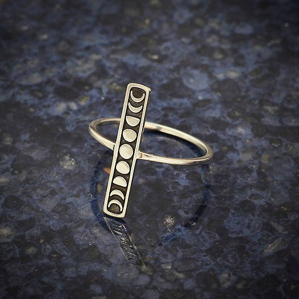 Sterling Silver Moon Phase Bar Ring