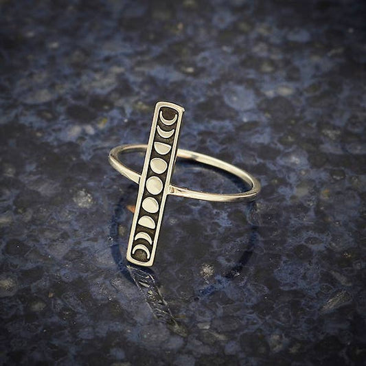 Sterling Silver Moon Phase Bar Ring - Premium Rings from Nina Designs - Just $42! Shop now at Three Blessed Gems