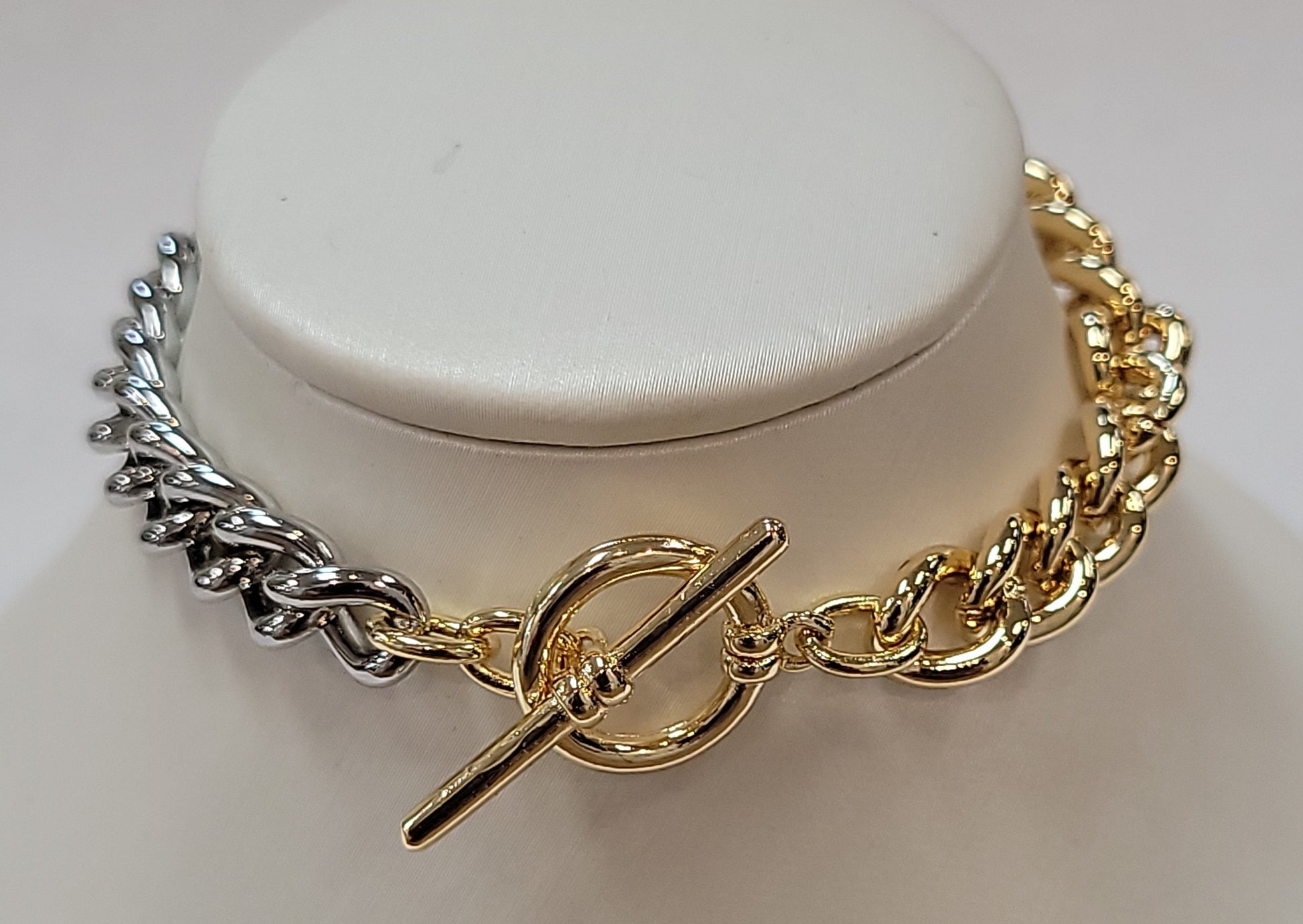 Two Tone Curb Chain Bracelet W/ Toggle Clasp - Premium Bracelets from OMG BLINGS - Just $40! Shop now at Three Blessed Gems
