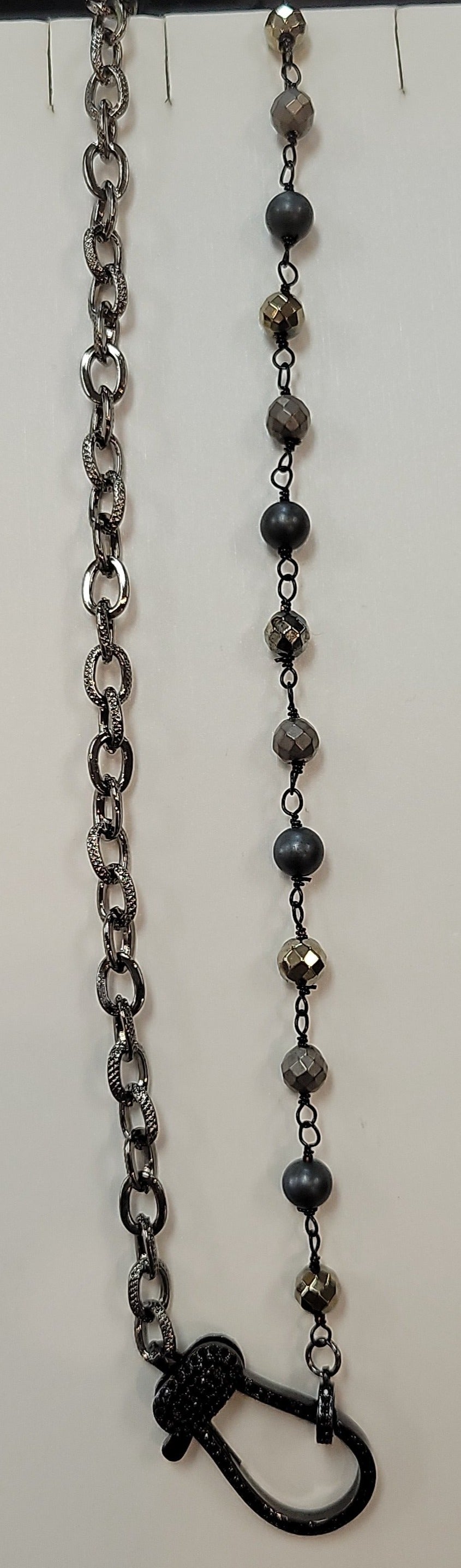 Hematite and Glint long Necklace - Premium Necklaces from OMG BLINGS - Just $60! Shop now at Three Blessed Gems