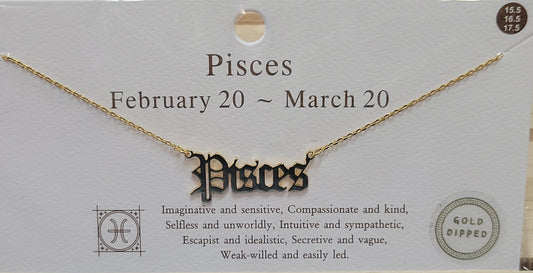 Yellow Gold Dipped Zodiac Script Necklace - Premium Necklaces from Kenze Panne Jewelry - Just $32! Shop now at Three Blessed Gems