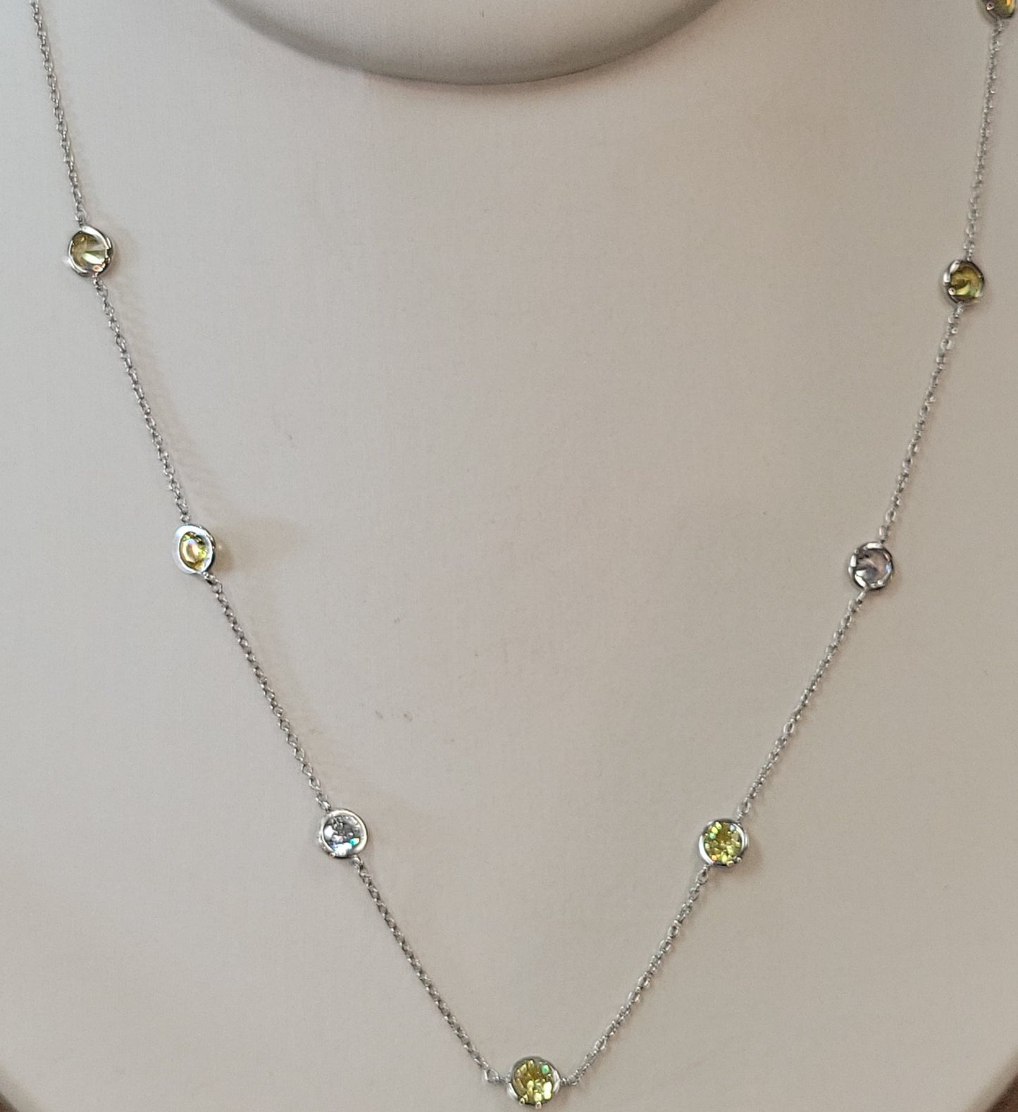 18K Platinum Over Sterling 1.25 ct Yellow/White Flawless Cz. Necklace