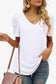 V-Neck Puff Sleeve Tee - Premium top from Trendsi - Just $23! Shop now at Three Blessed Gems