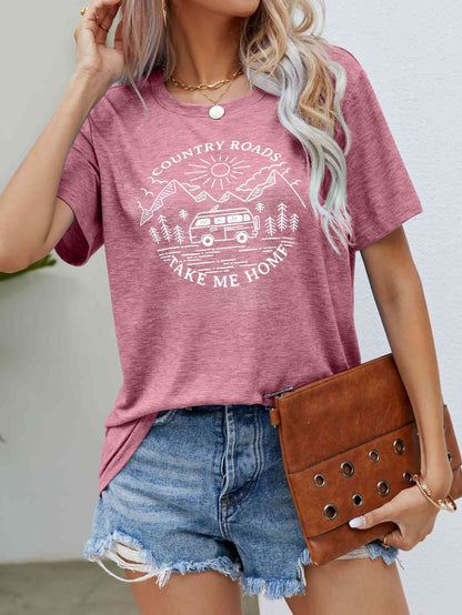 COUNTRY ROADS TAKE ME HOME Graphic Tee - Premium Shirt from Trendsi - Just $28! Shop now at Three Blessed Gems
