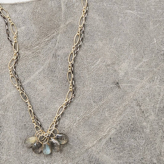 Labradorite Cluster Mixed Metal Necklace - Premium Necklace from Original Hardware - Just $160! Shop now at Three Blessed Gems