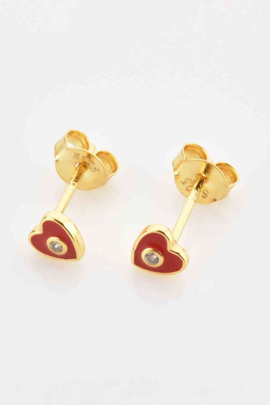 Zircon 925 Sterling Silver Heart Stud Earrings - Premium earrings from Trendsi - Just $26! Shop now at Three Blessed Gems
