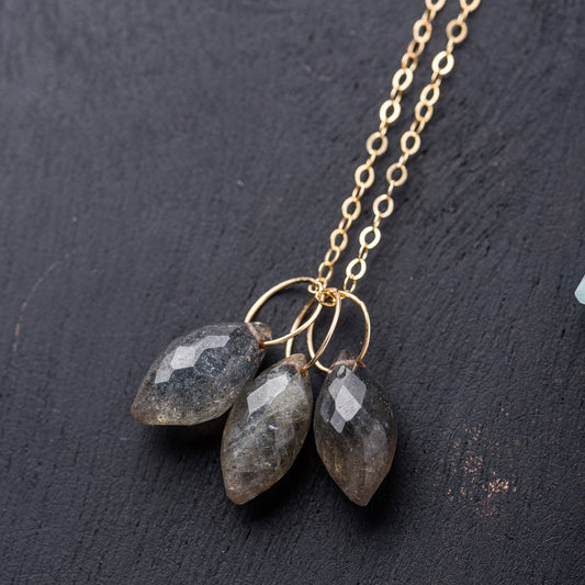 Labradorite Triple Dewdrop Necklace - Premium Necklace from Original Hardware - Just $88! Shop now at Three Blessed Gems
