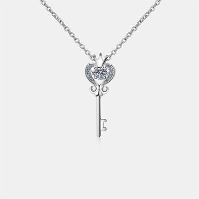 Key Shape Moissanite 925 Sterling Silver Necklace - Premium Necklace from Trendsi - Just $47! Shop now at Three Blessed Gems