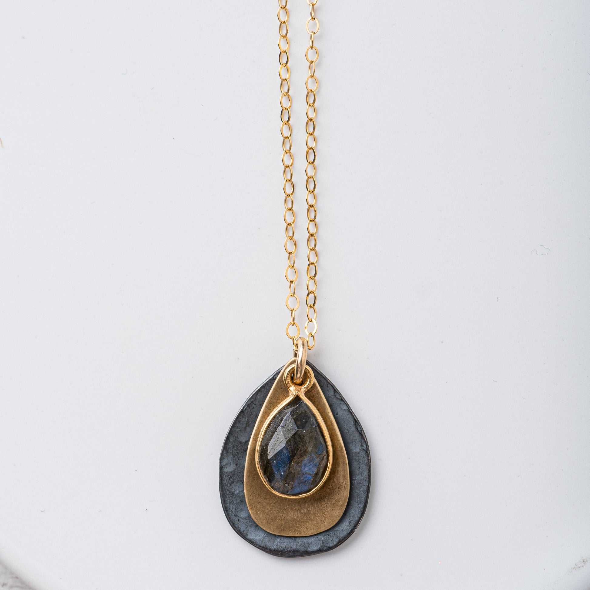 Labradorite Mixed Metal Petal Necklace - Premium Necklace from Original Hardware - Just $95! Shop now at Three Blessed Gems