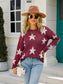 Star Round Neck Dropped Shoulder Sweater - Premium sweater from Trendsi - Just $51! Shop now at Three Blessed Gems