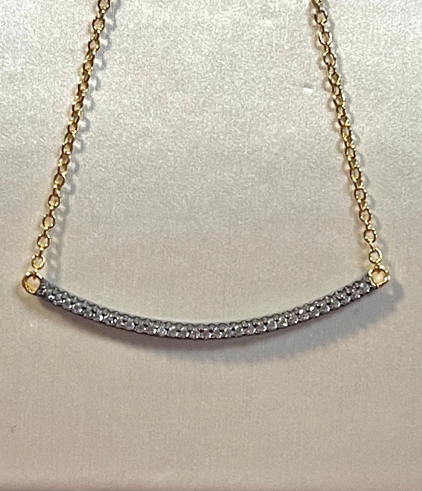 Curved Bar Cz. Gold Over Sterling Necklace - Premium Necklace from Nisha Design - Just $69! Shop now at Three Blessed Gems