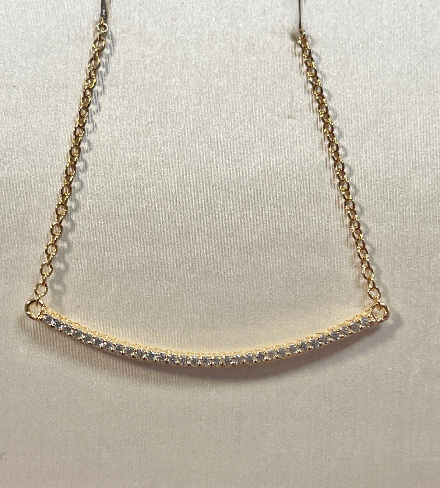Curved Bar Cz. Gold Over Sterling Necklace - Premium Necklace from Nisha Design - Just $69! Shop now at Three Blessed Gems