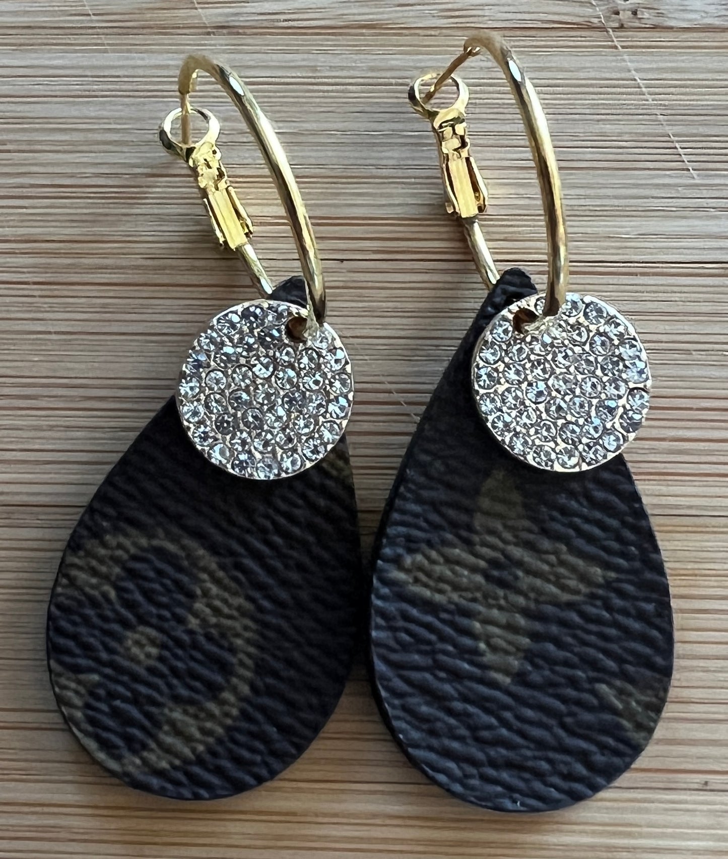 Up-cycled LV Cz. Dangle Earring