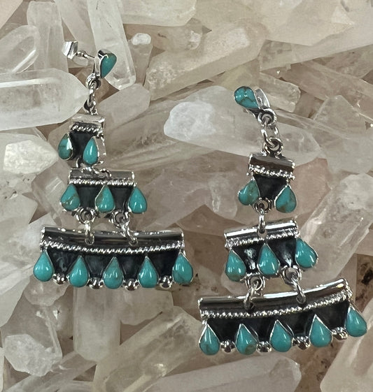 Sterling Silver Turquoise Chandelier Earring - Premium Earrings from Boho Sol - Just $145! Shop now at Three Blessed Gems