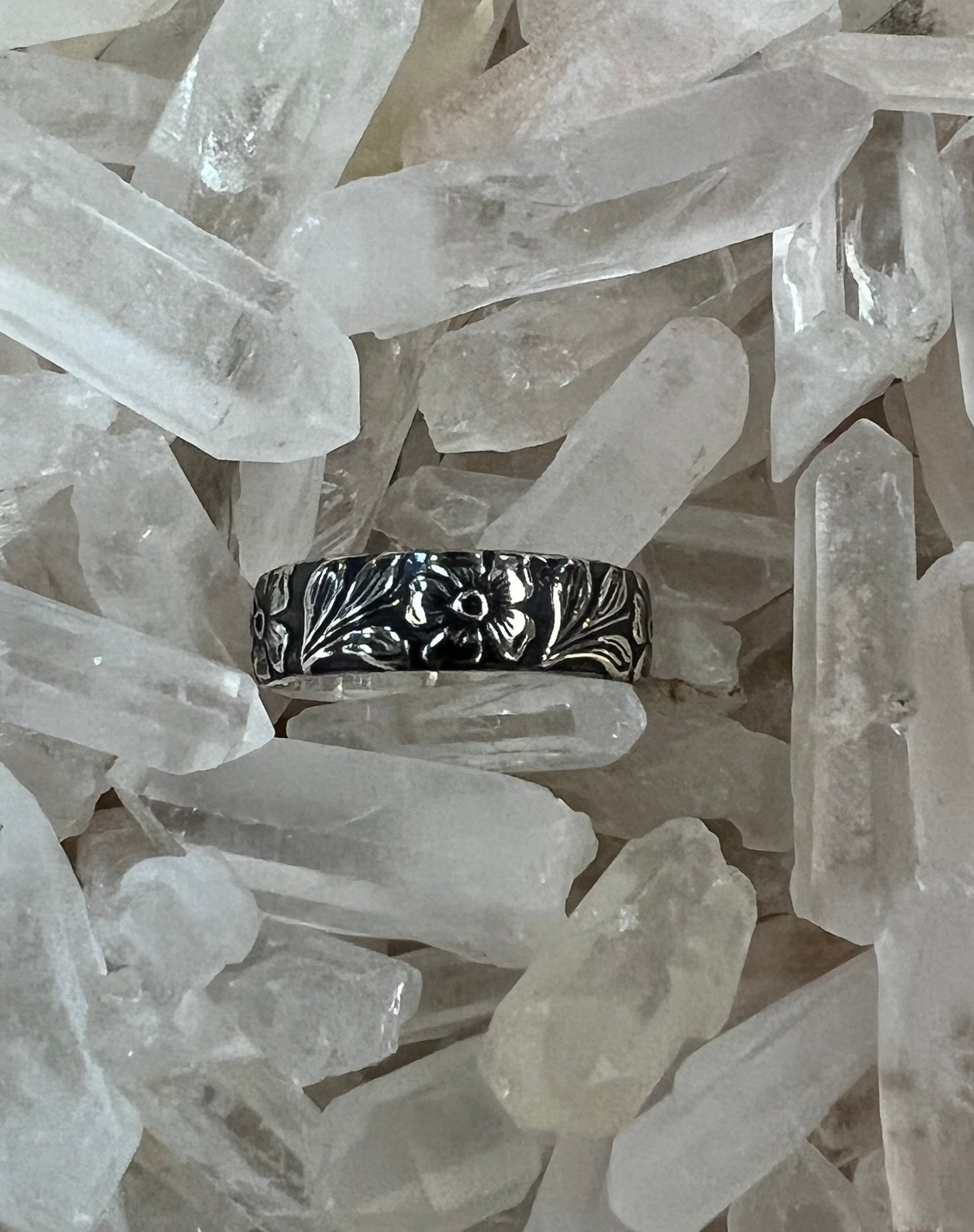Sterling Silver Flower Band Ring - Premium Rings from Boho Sol - Just $65! Shop now at Three Blessed Gems