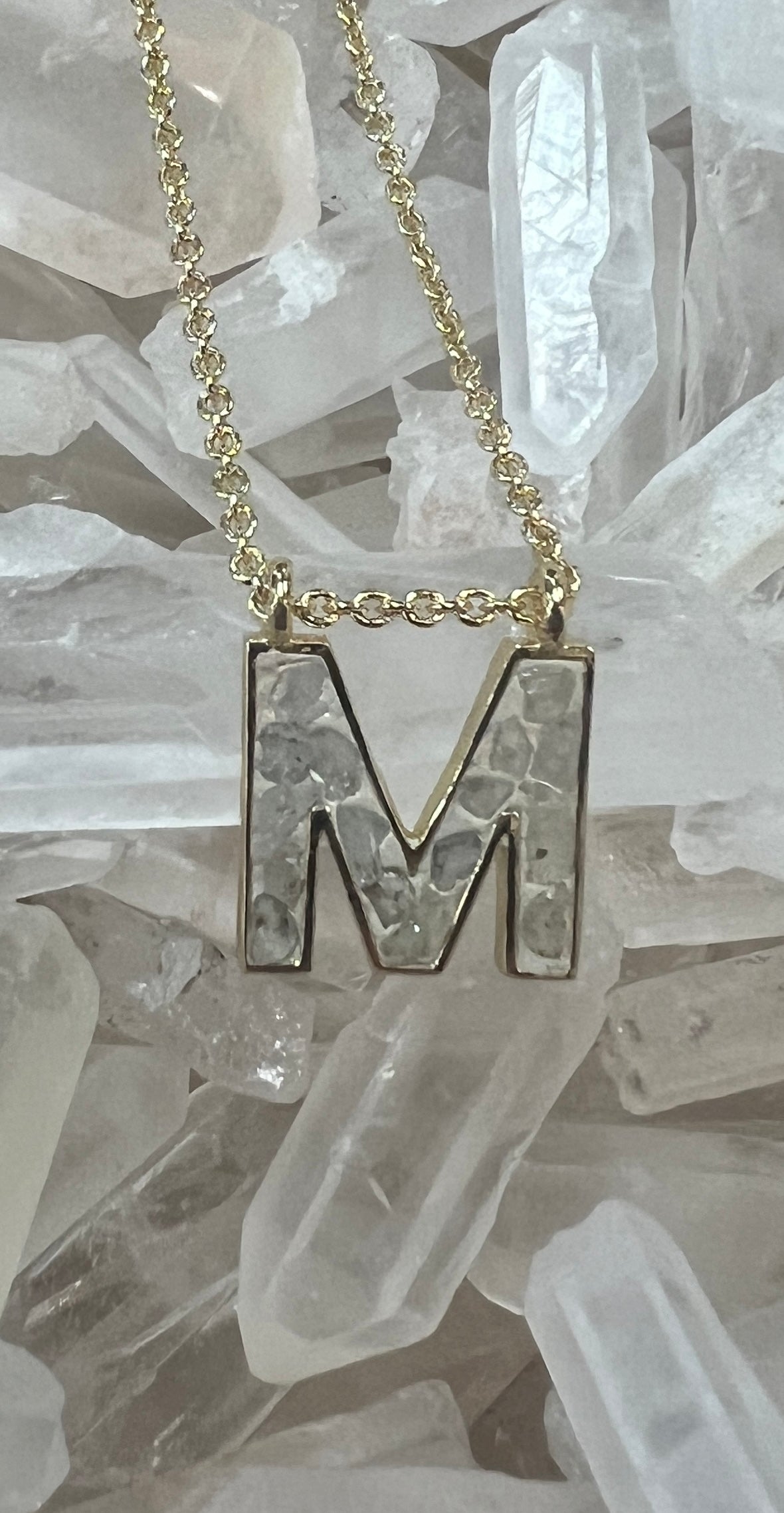 Alphabet Deco White Diamond Pendants - Premium Necklaces from Joya - Just $99! Shop now at Three Blessed Gems