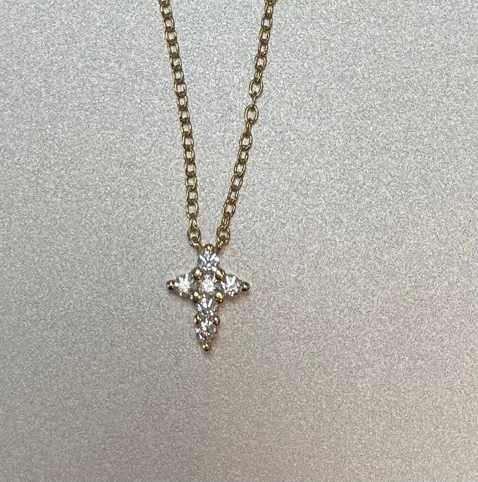 Cross CZ 24K Gold Over Silver Necklace