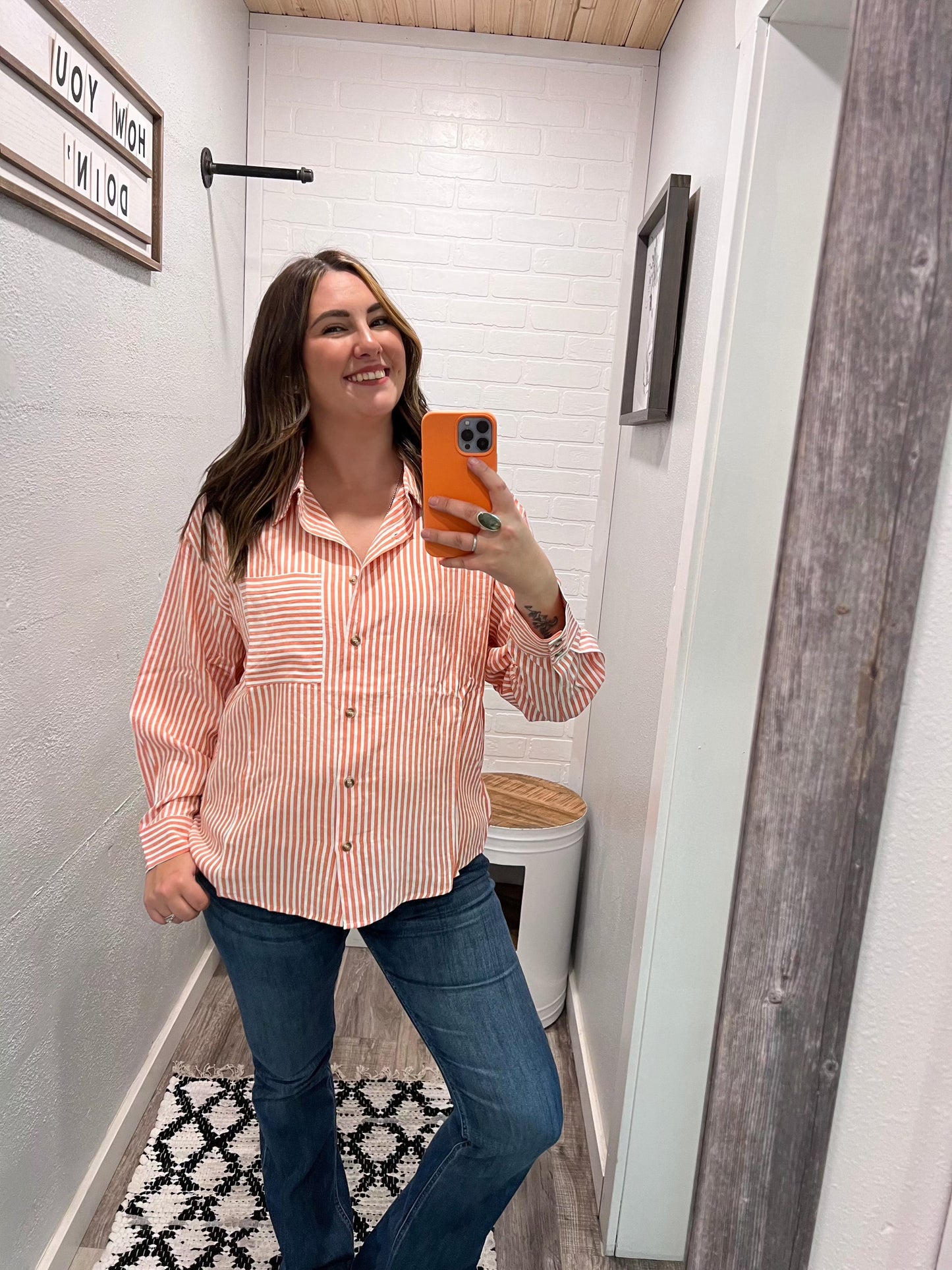 Stripped Button Down Shirt - Premium Shirts & Tops from By Together - Just $45! Shop now at Three Blessed Gems